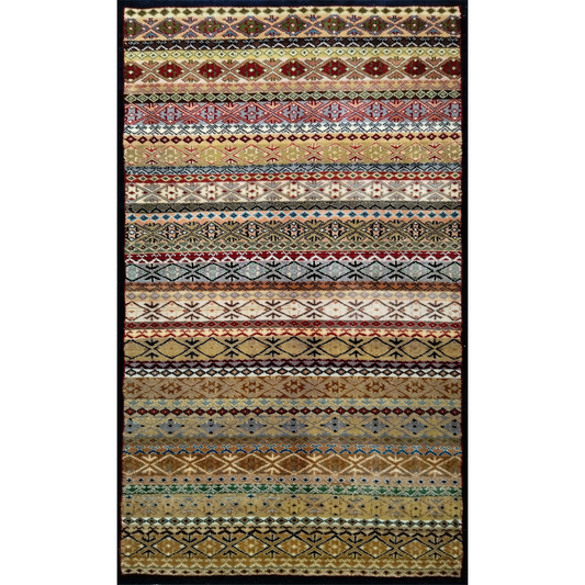 3×5 Feet Multicolor Hand Knotted Zanjeera Wool Carpet