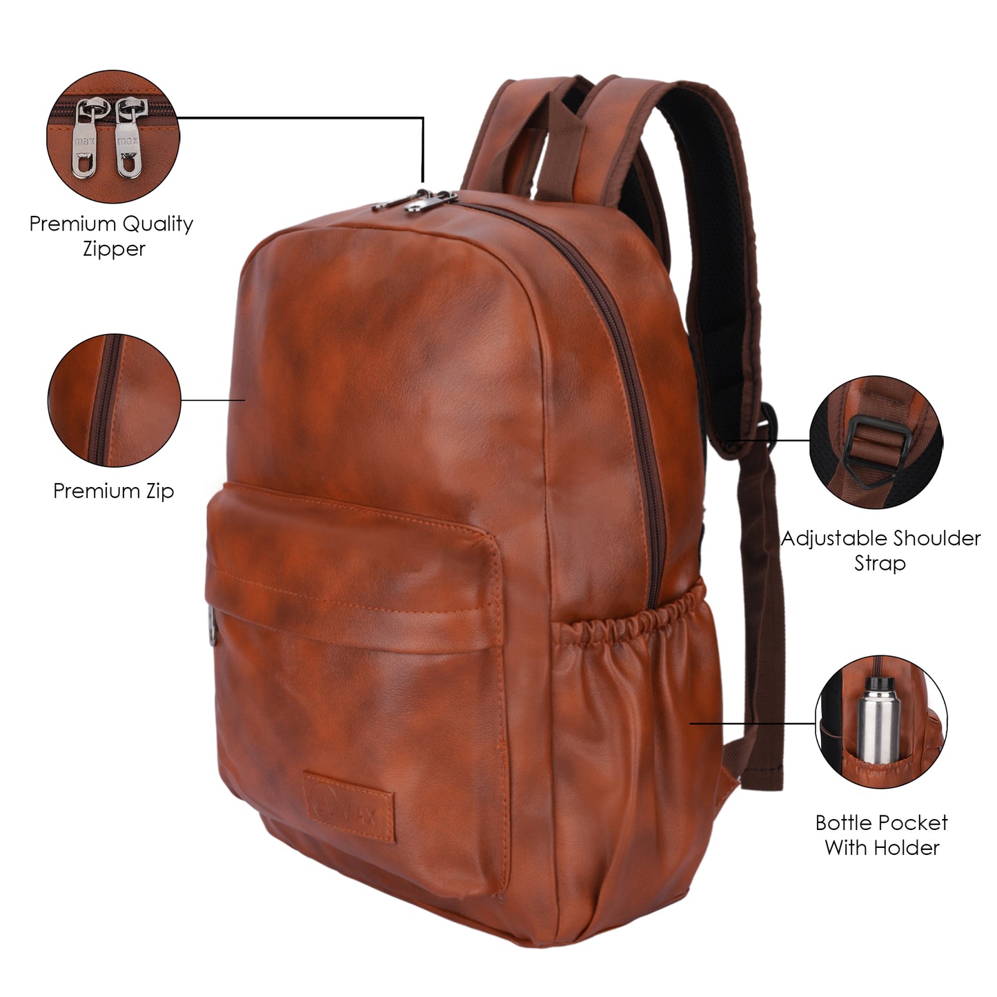 Men's Fashion PU Leather 20L BackPack For College  Size 27X13 CM