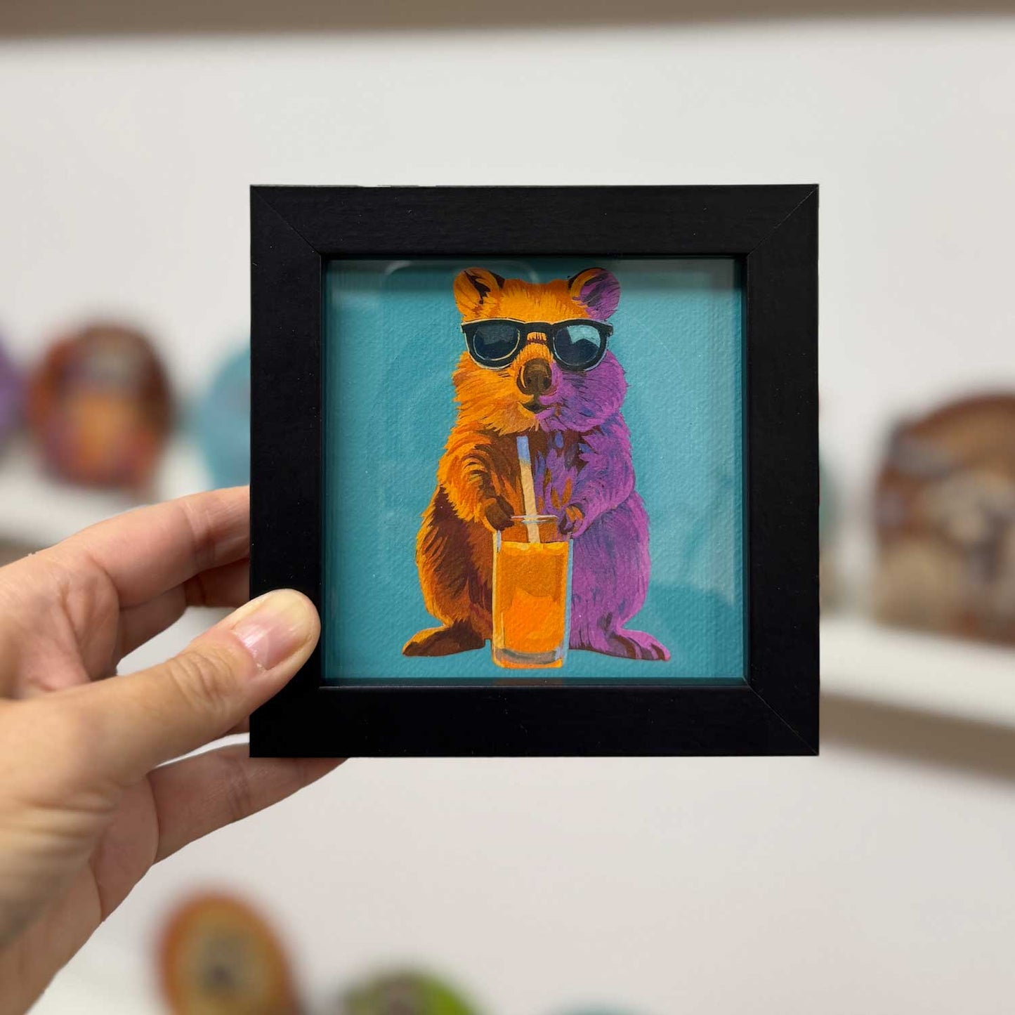 Pocket Art, Print im Rahmen, 10 x 10 cm, Quokka