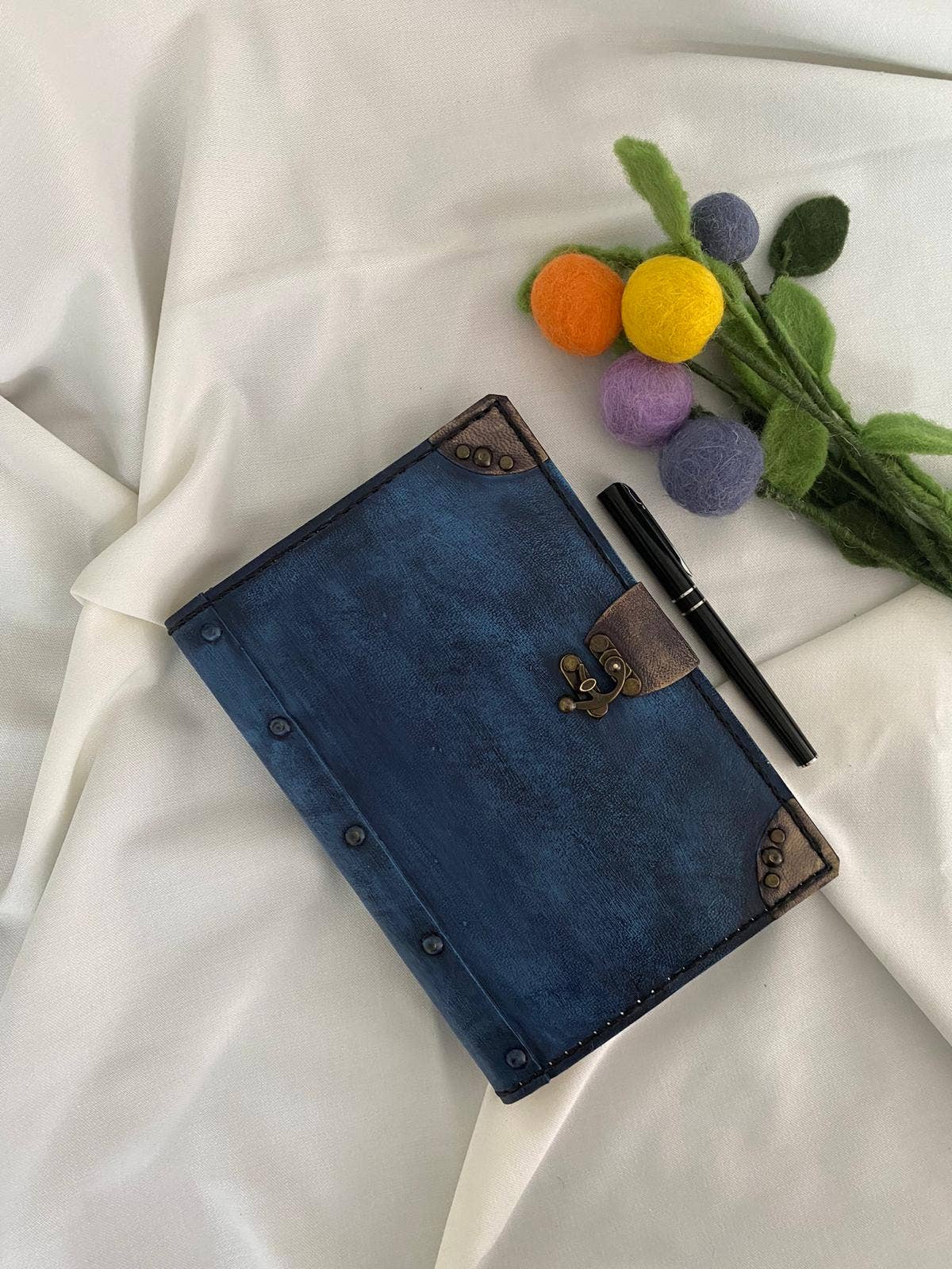 Navy Blue Color Genuine Craft Leather Notebook Journal Diary