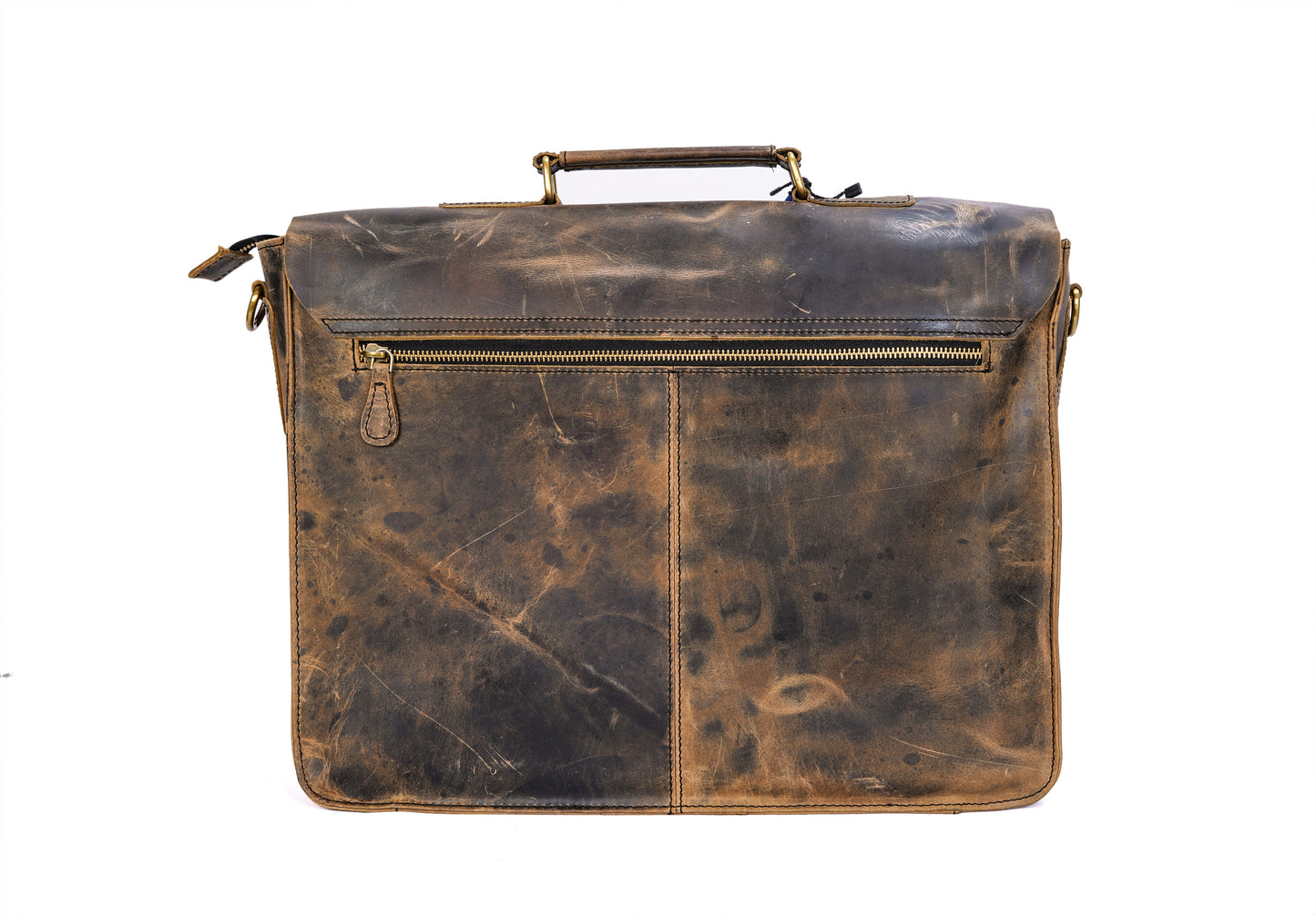 Handmade Vintage Leather Messenger Bag With 2 Pocket.