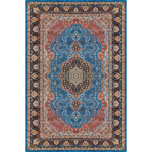 6×9 ft Blue Hand Knotted Persian Wool Carpet