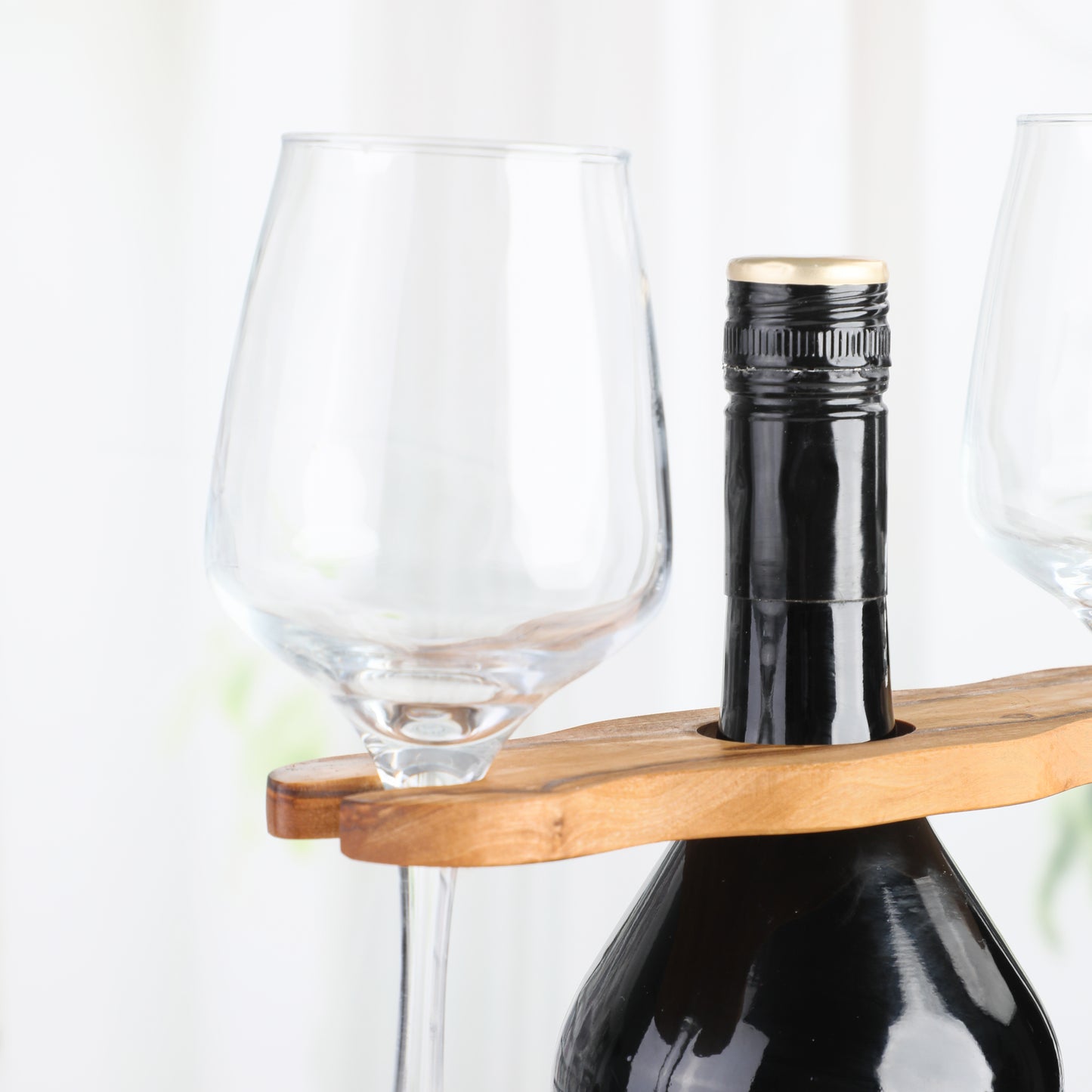 Glass and Bottle Holder – Handcrafted Olive Wood Bar Organizer