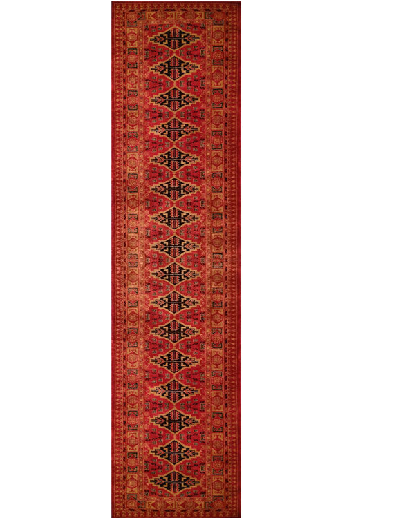 2.5×10 Feet Hand Knotted Red Wool Carpet Bukhara
