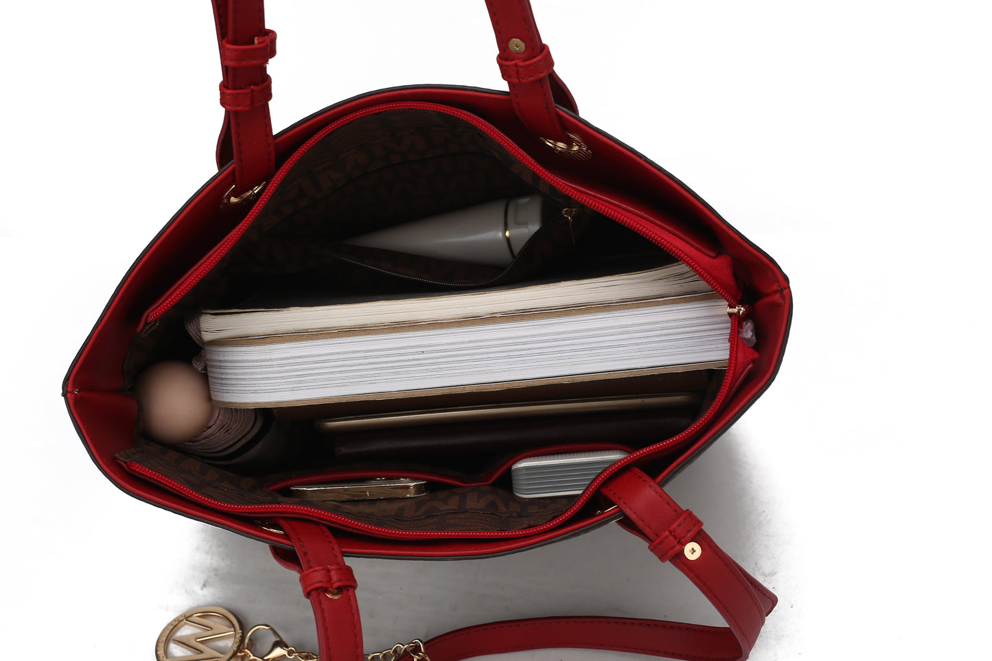 Lori M logo Printed Vegan Leather Women Tote Bag