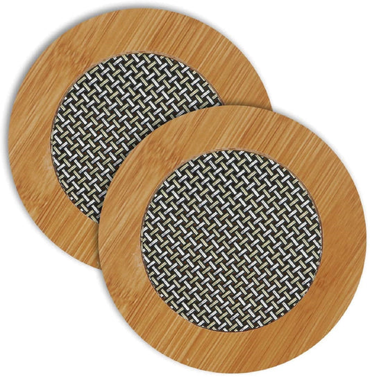 Round Wooden Utensil Pot Rest Pad Counter-Top (2pc)
