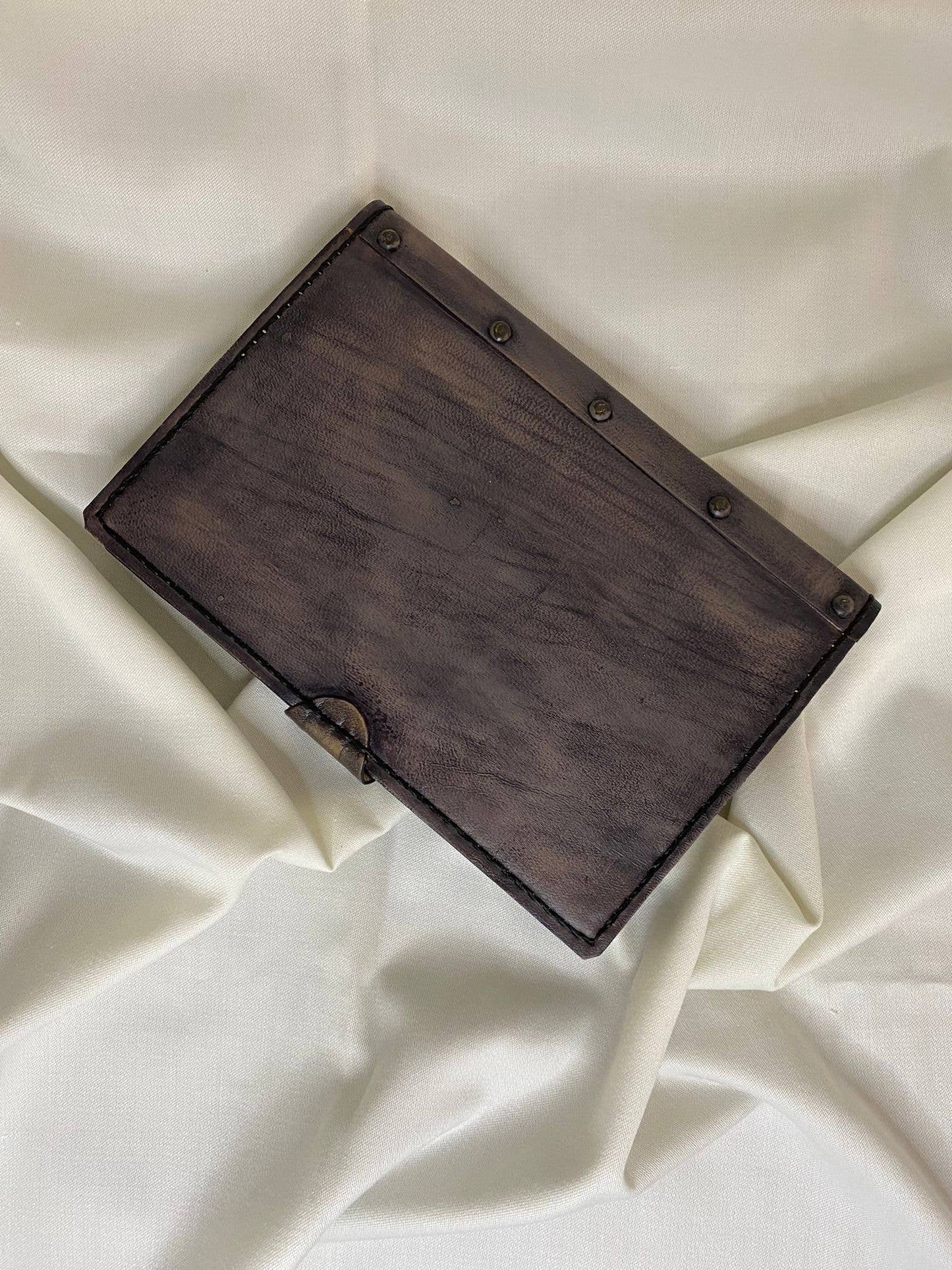 Floral Design Dark Gray Color Craft Leather Journal Diary Notebook