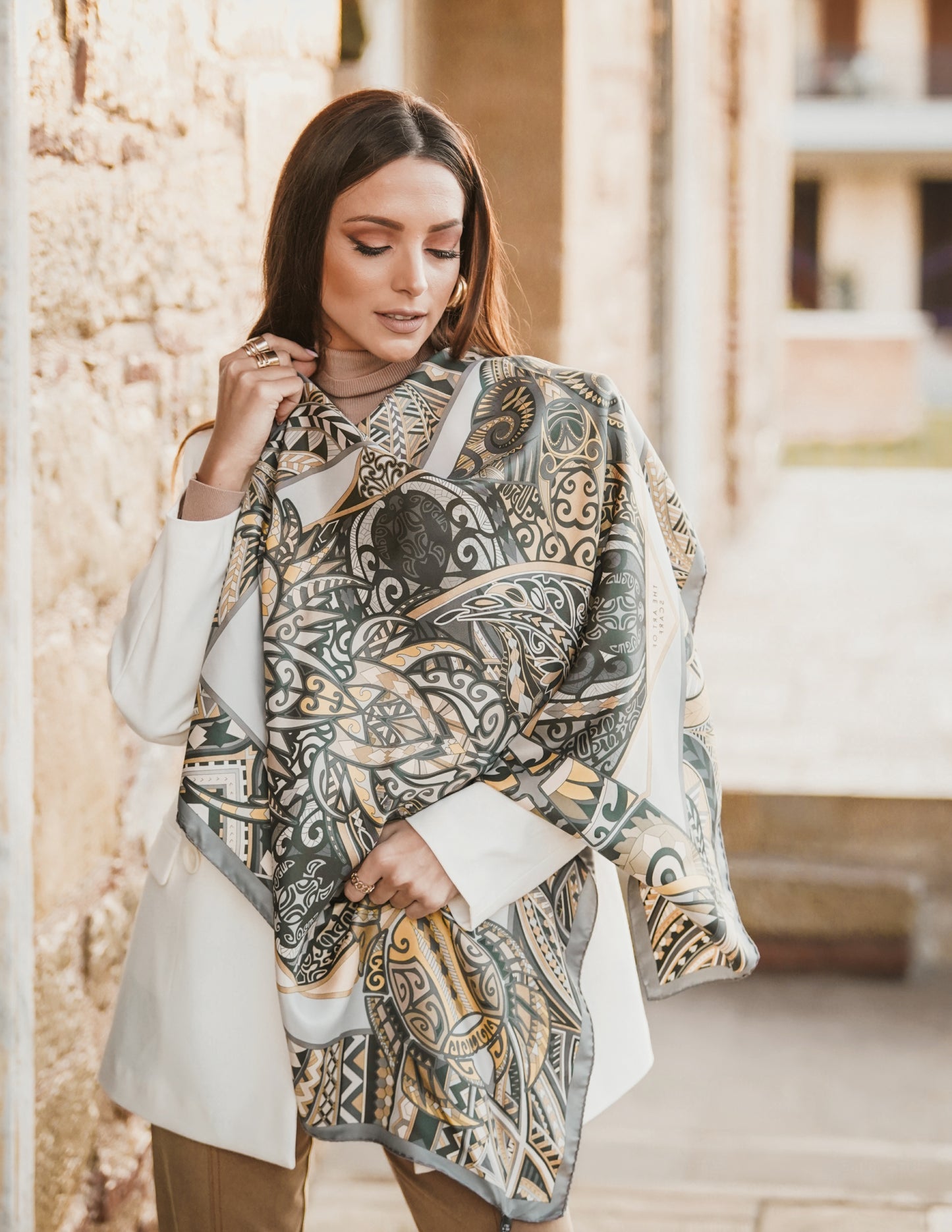 Power of Life - Grey - 100% Silk Scarf