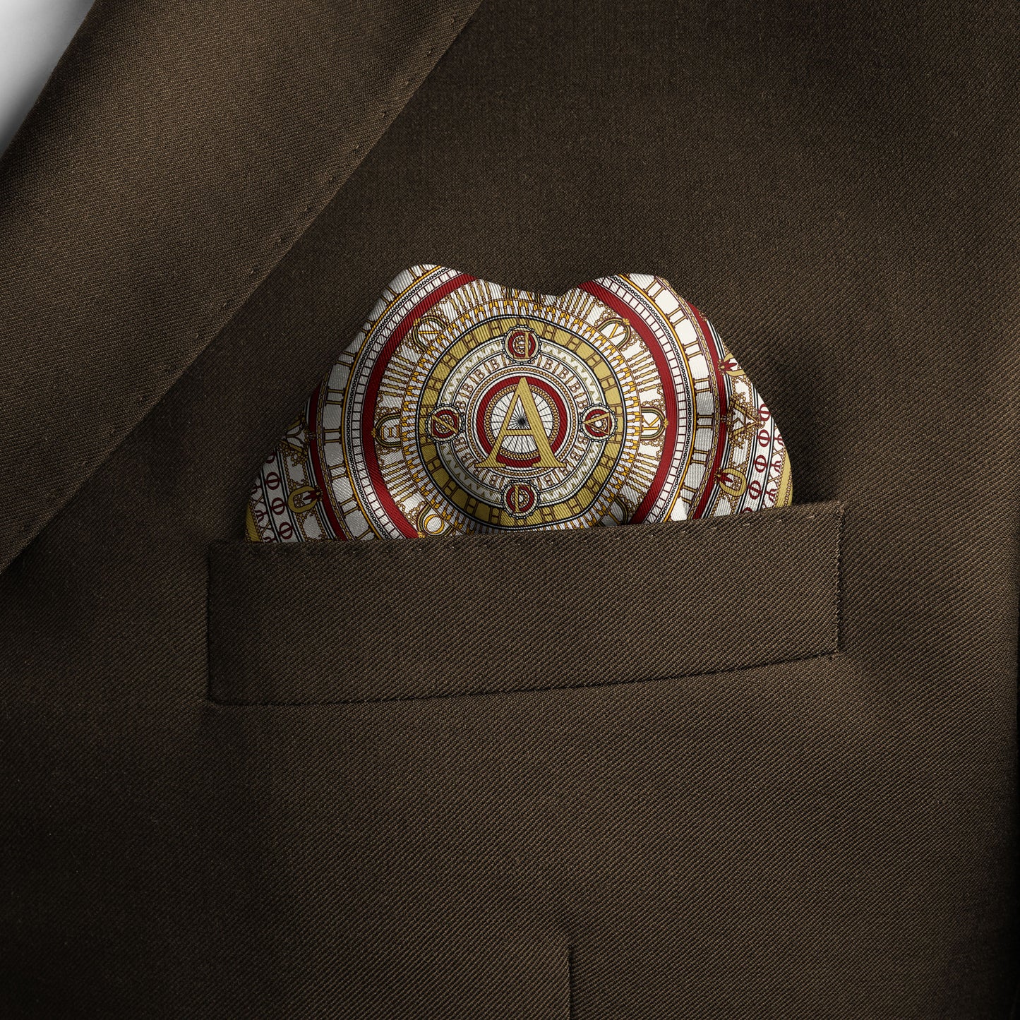 The Greek Alphabet Bordeaux Olive Pocket Square