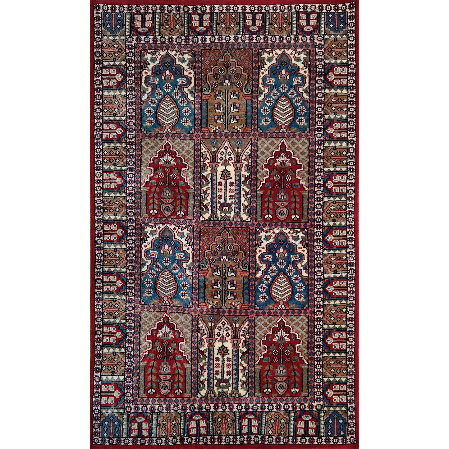 3×5 Feet Red Hand Knotted Wool Carpet Hamadan
