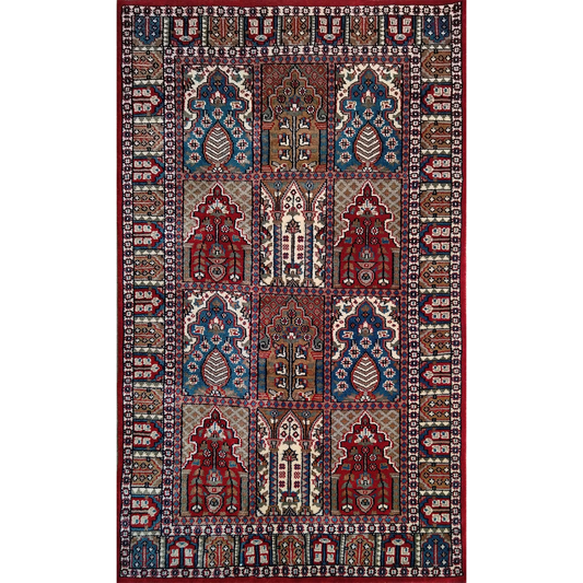 3×5 Feet Red Hand Knotted Wool Carpet Hamadan