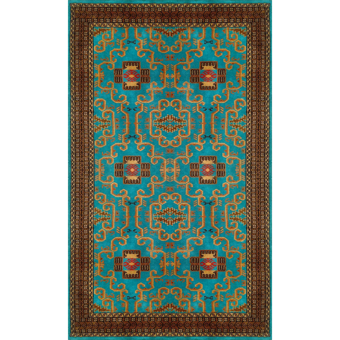 4×7 Feet Handmade Turquoise Wool Carpet Palace