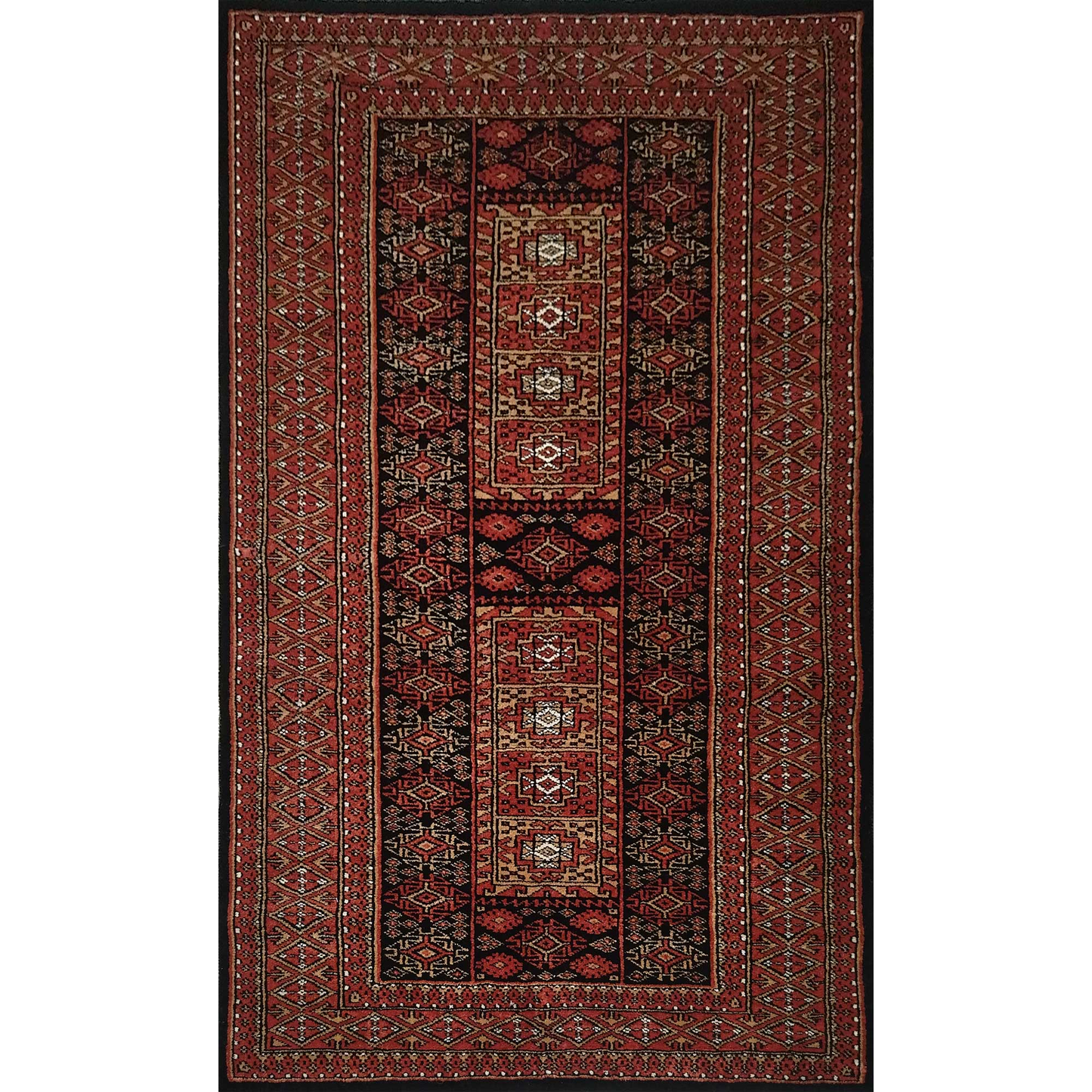 3×5 feet Hand Knotted Woolen Carpet Broun Dubba