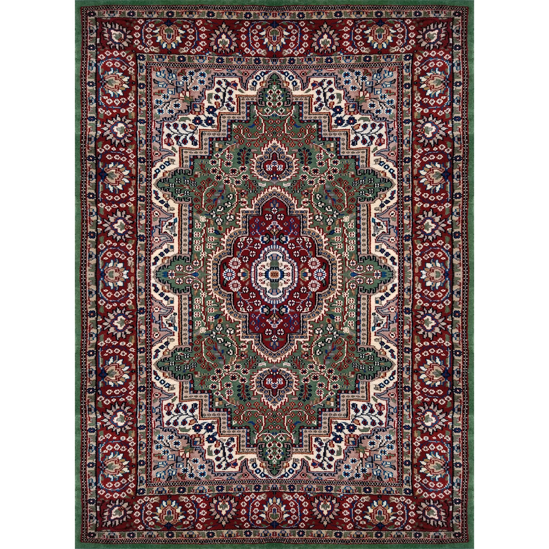 4×6 Feet Green Hand Knotted Persian Wool Carpet