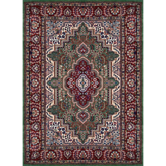 4×6 Feet Green Hand Knotted Persian Wool Carpet