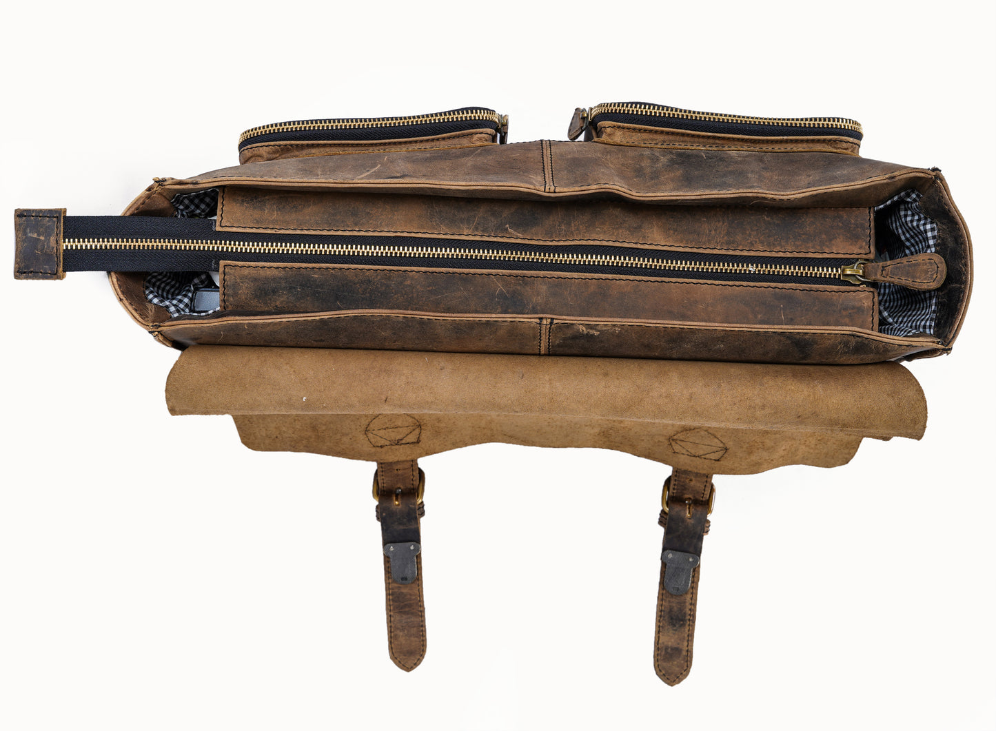 Handmade Vintage Leather Messenger Bag With 2 Pocket.