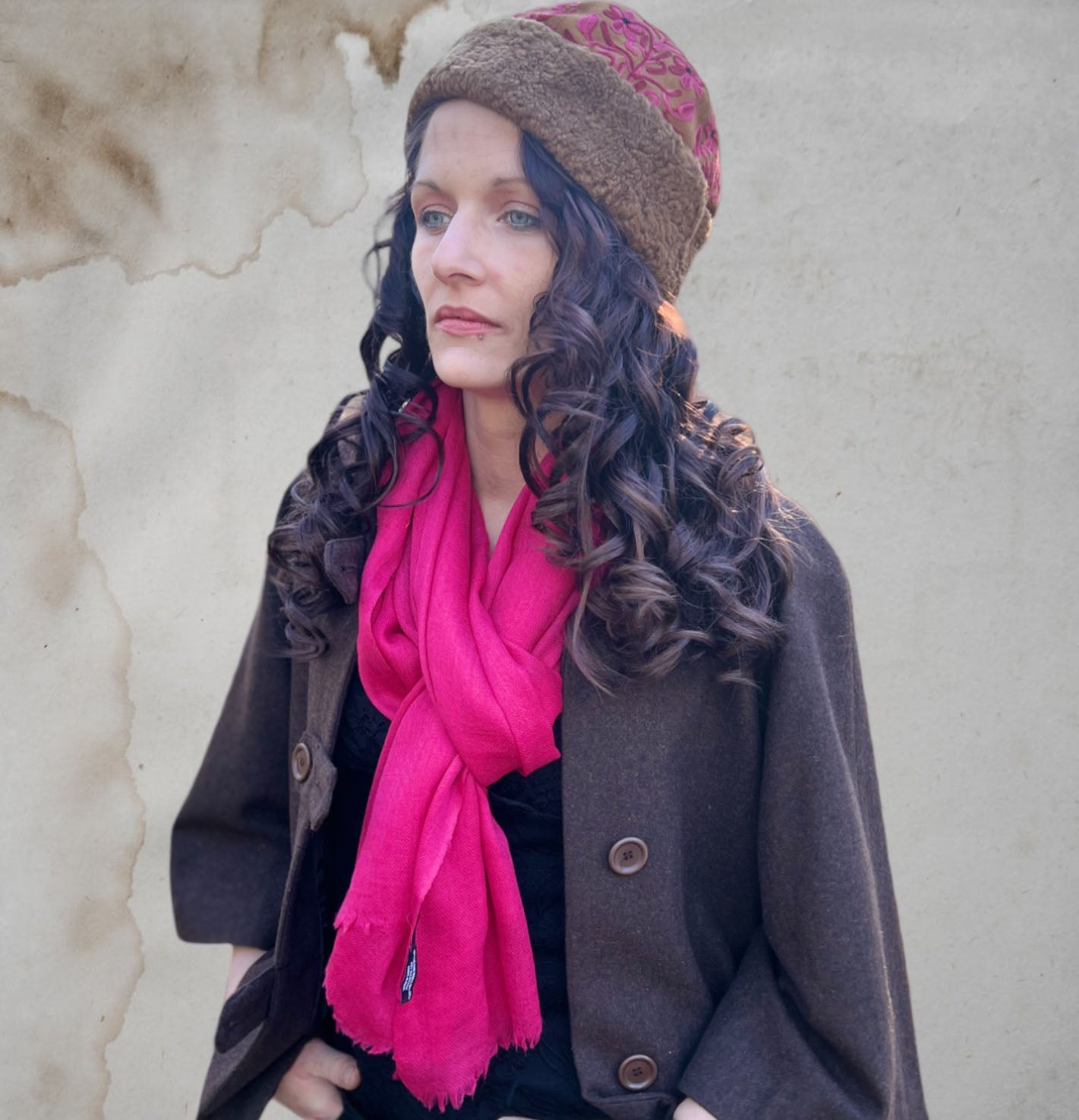 Fuchsia Cashmere Thin Weave Solid Scarf