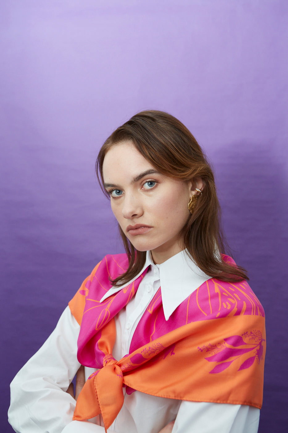 The Magnificent Alstroemeria - Fuschia - 100% Silk Scarf