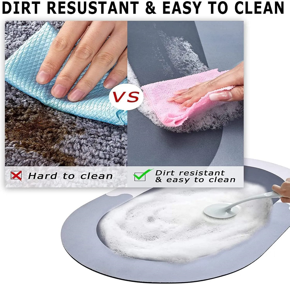 Anti Skid Water Absorbent Bathroom Door Mat (40x60cm)Pack of 1, Oval