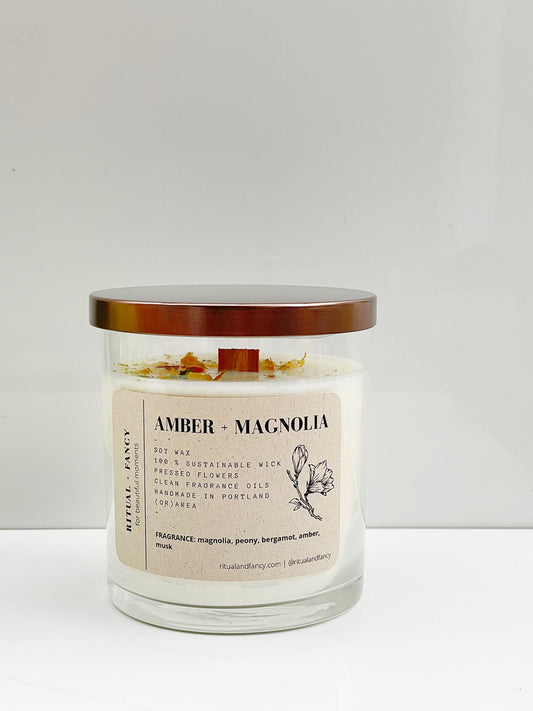Amber Magnolia (Clean Burning Candle)
