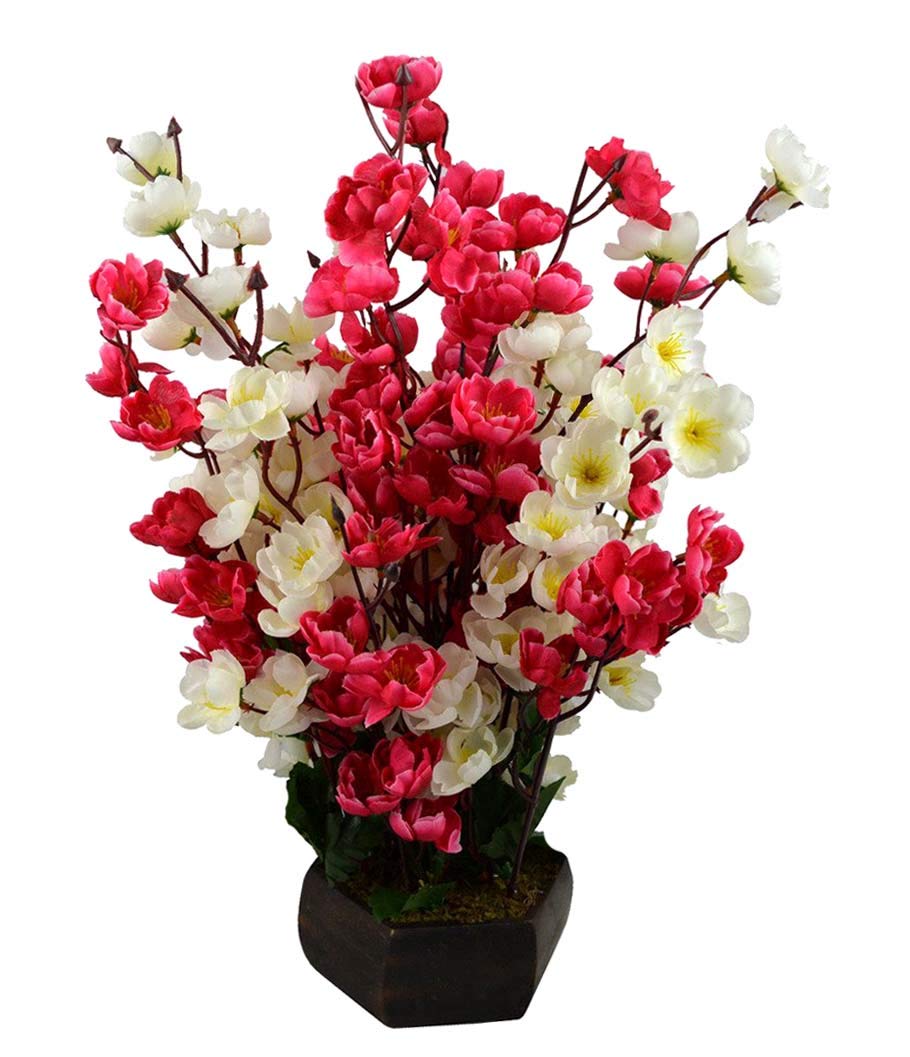 Wood&Plastic Artificial Flowers With Wood Pot Orchid