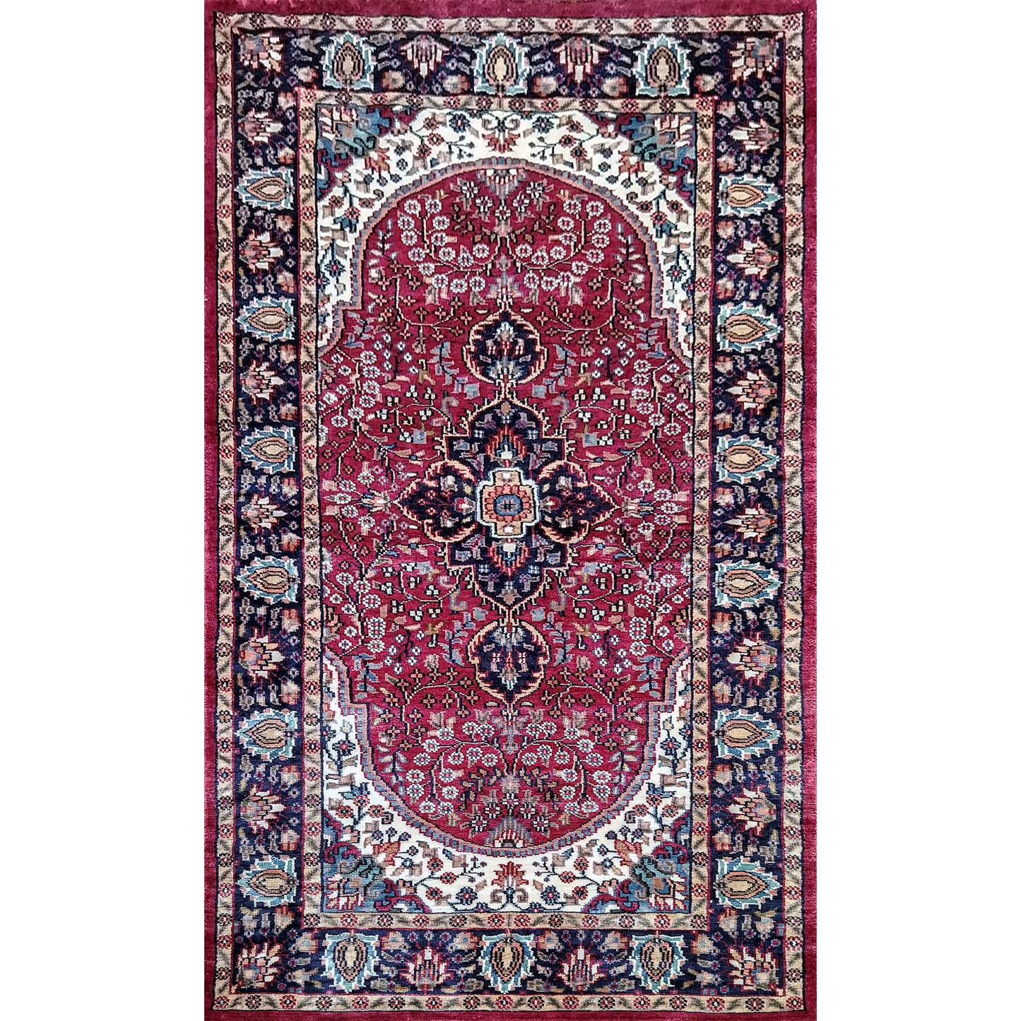 3×5 ft Maroon Hand Knotted Art Silk Carpet