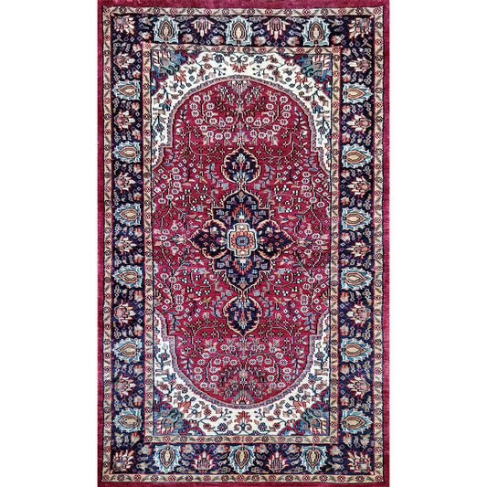 3×5 ft Maroon Hand Knotted Art Silk Carpet