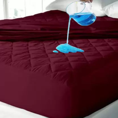 CheckMe Polycotton King Bed Cover  (Maroon)