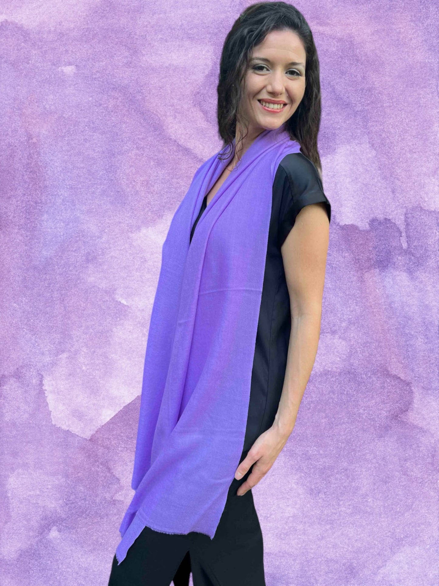 Lavender Cashmere Thin Weave Solid Scarf
