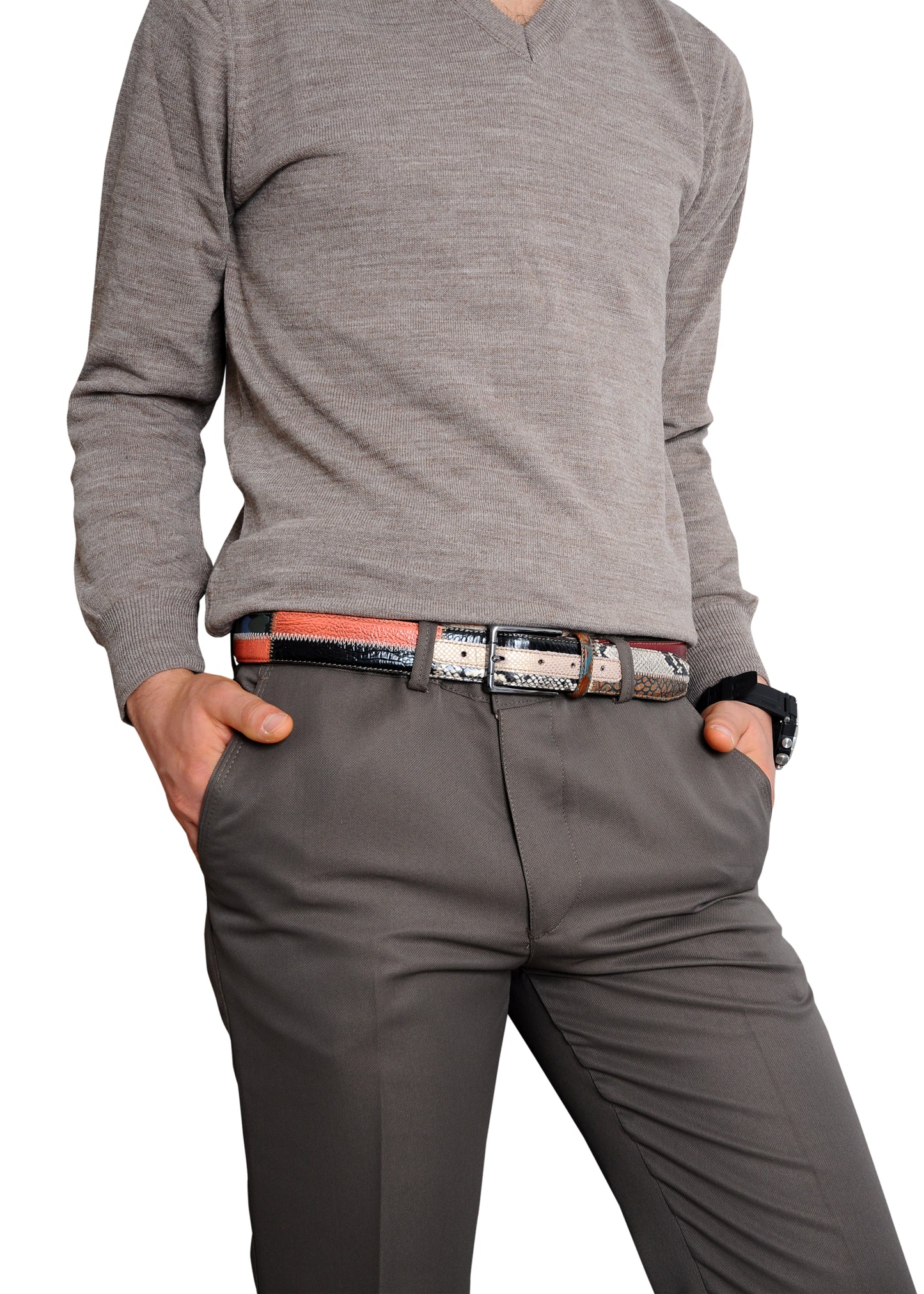 Rainbow Black Brown Leather Men Belt