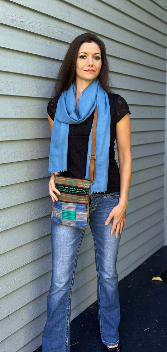 Blue Featherlight Solid Wool Scarf
