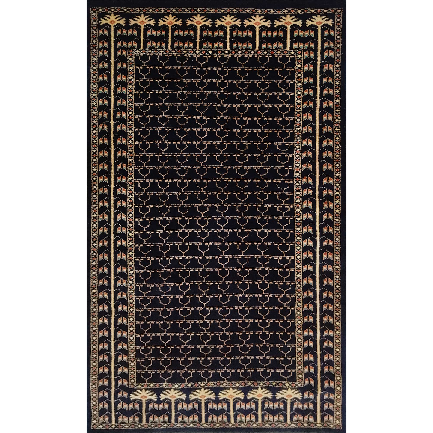 3×5 Feet Handmade Black Wool Carpet Parda