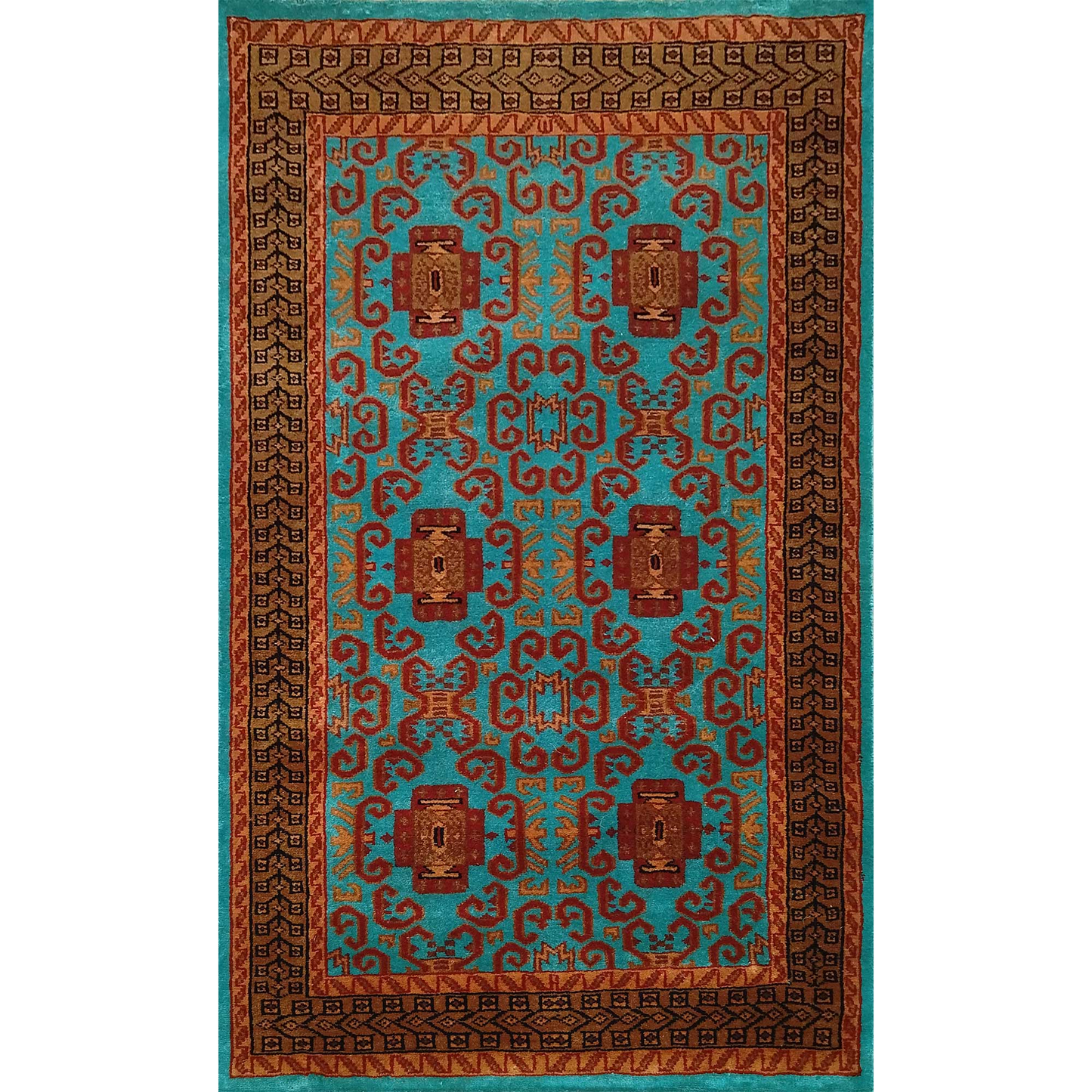 3×5 Feet Handmade Turquoise Wool Carpet Palace