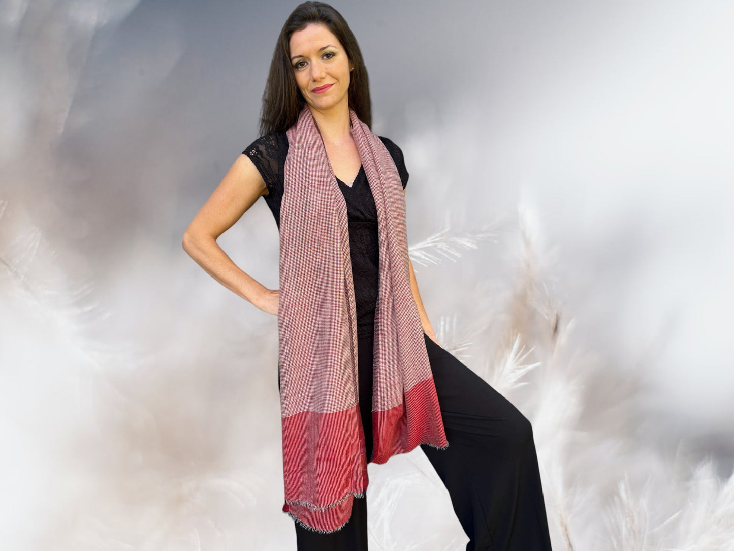 Red Gingham Check Scarf