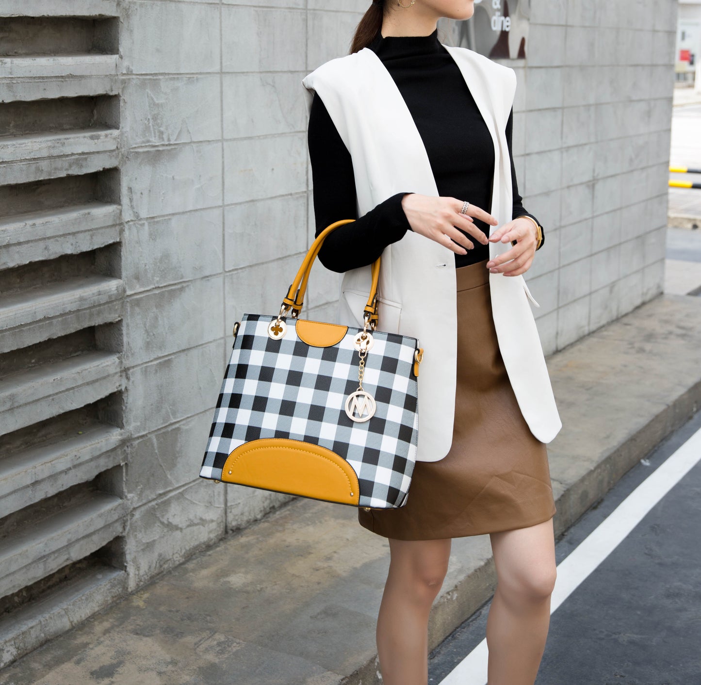 MKF CollectionGabriella Chekered Handbag With Wallet by Mia K