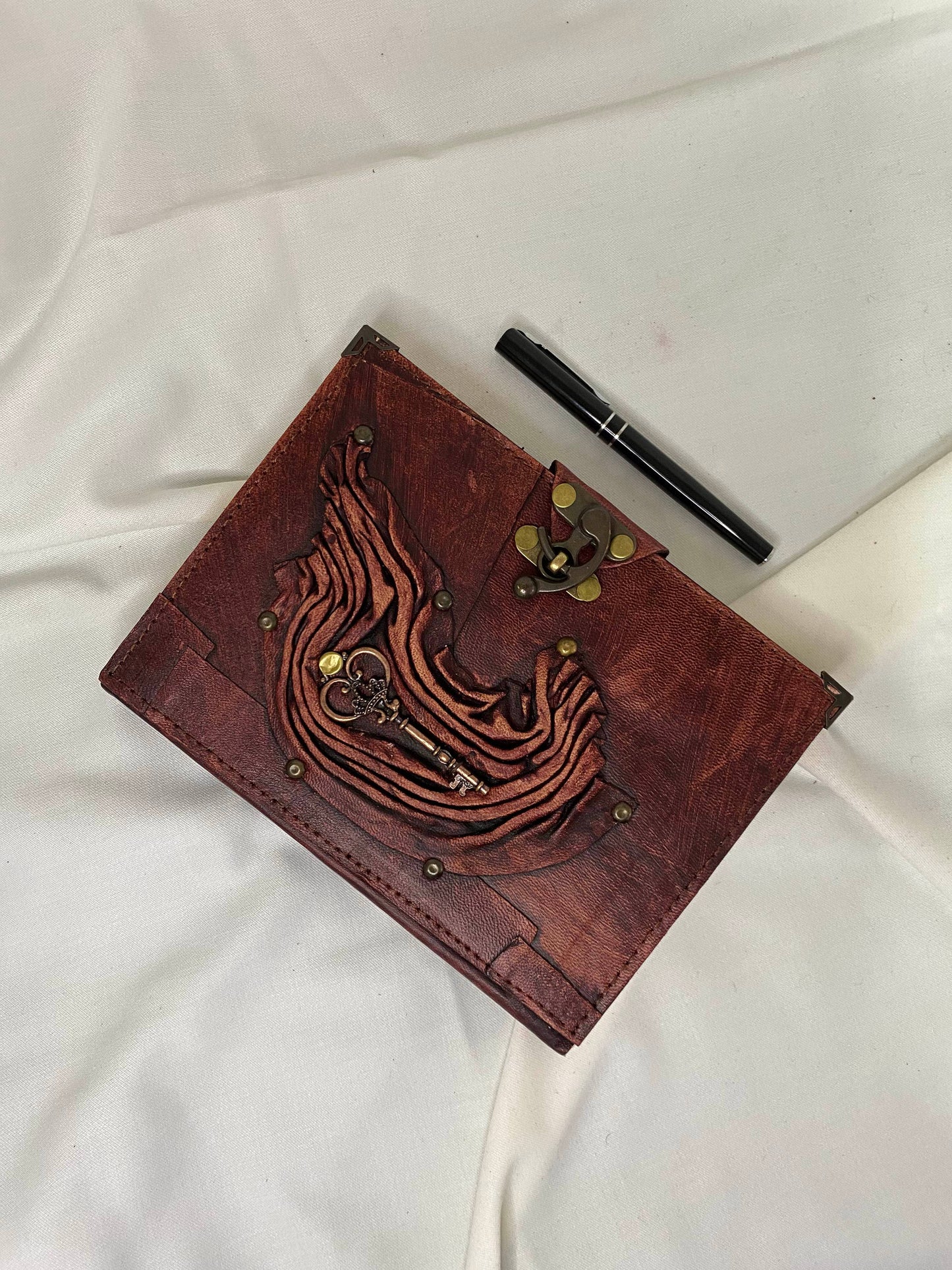 Key Design Brick Color Craft Leather Journal Diary Notebook