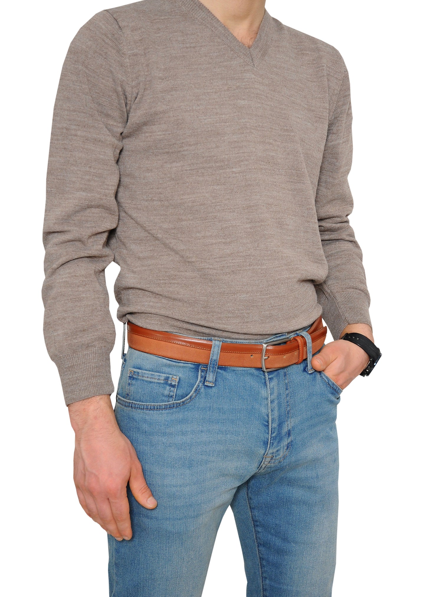 Siene Tan Leather Men Suede Belt