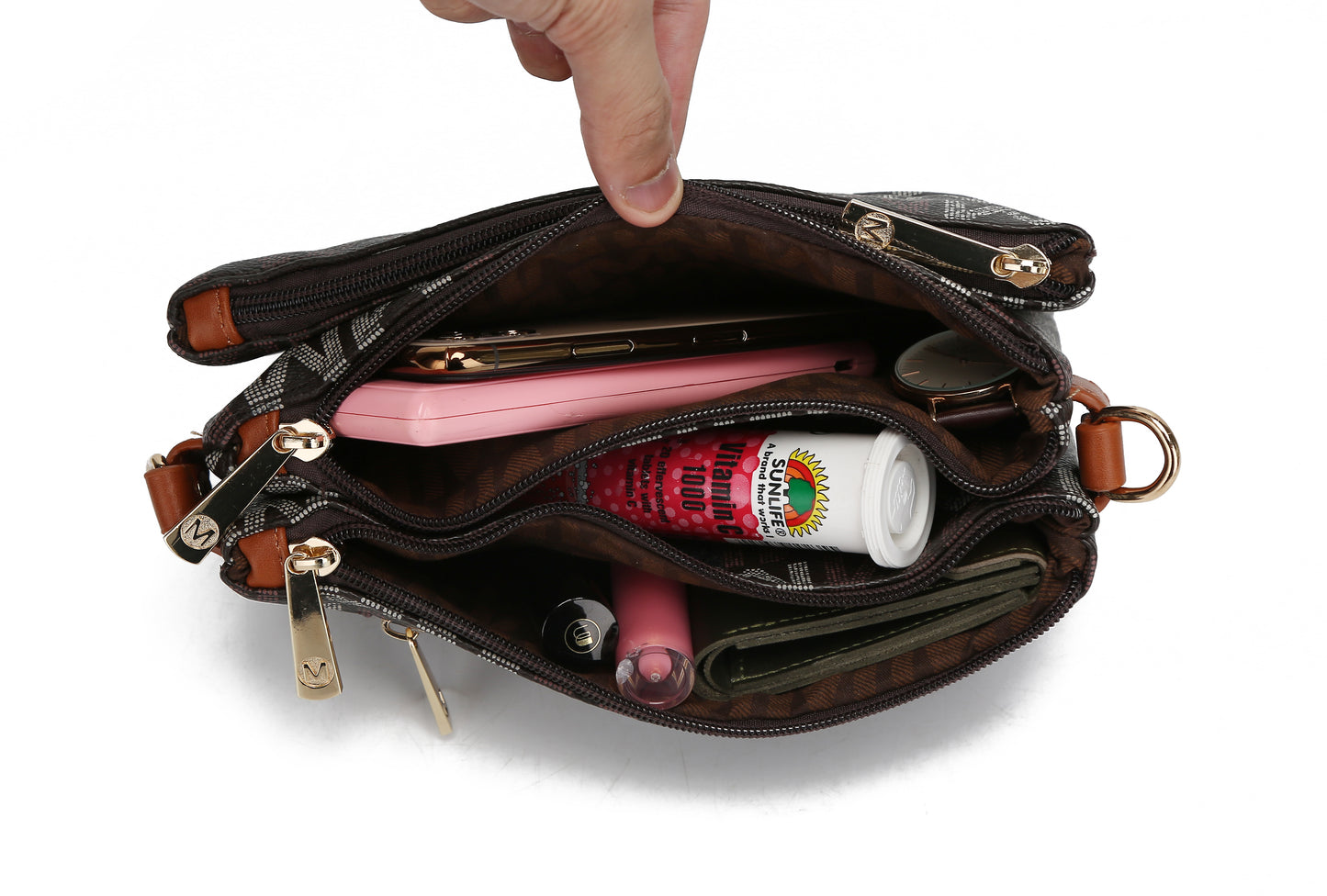 Ishani Five Compartments M Signature Cross-body Bag