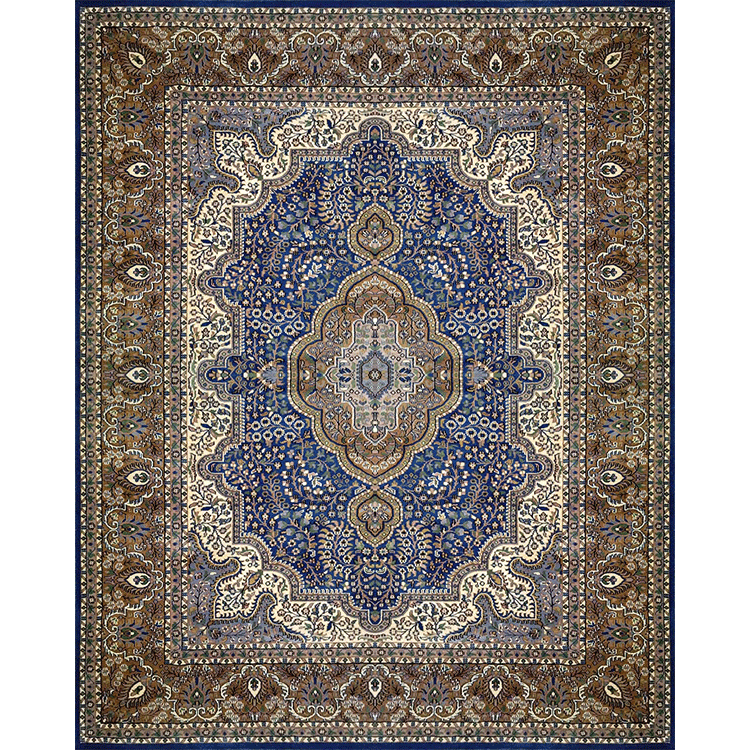 8×10 Feet Blue Persian Hand Knotted Wool Carpet Traditional Luxury