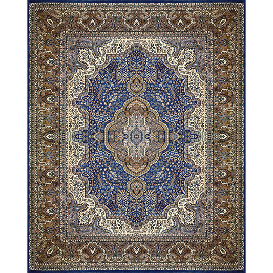 8×10 Feet Blue Persian Hand Knotted Wool Carpet Traditional Luxury