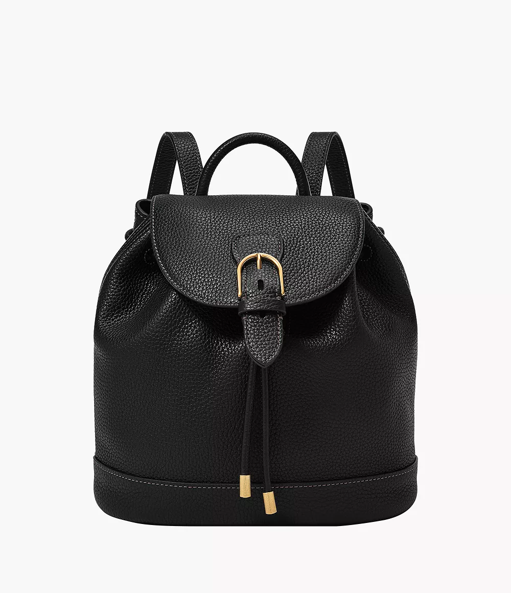 Black Everleigh Leather Flap Backpack