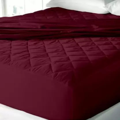 CheckMe Polycotton King Bed Cover  (Maroon)