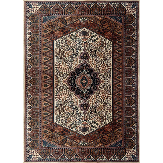 5ft×7ft White Hand Knotted Persian Carpet Wool