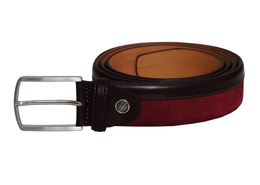 Siene Burgundy Leather Men Suede Belt