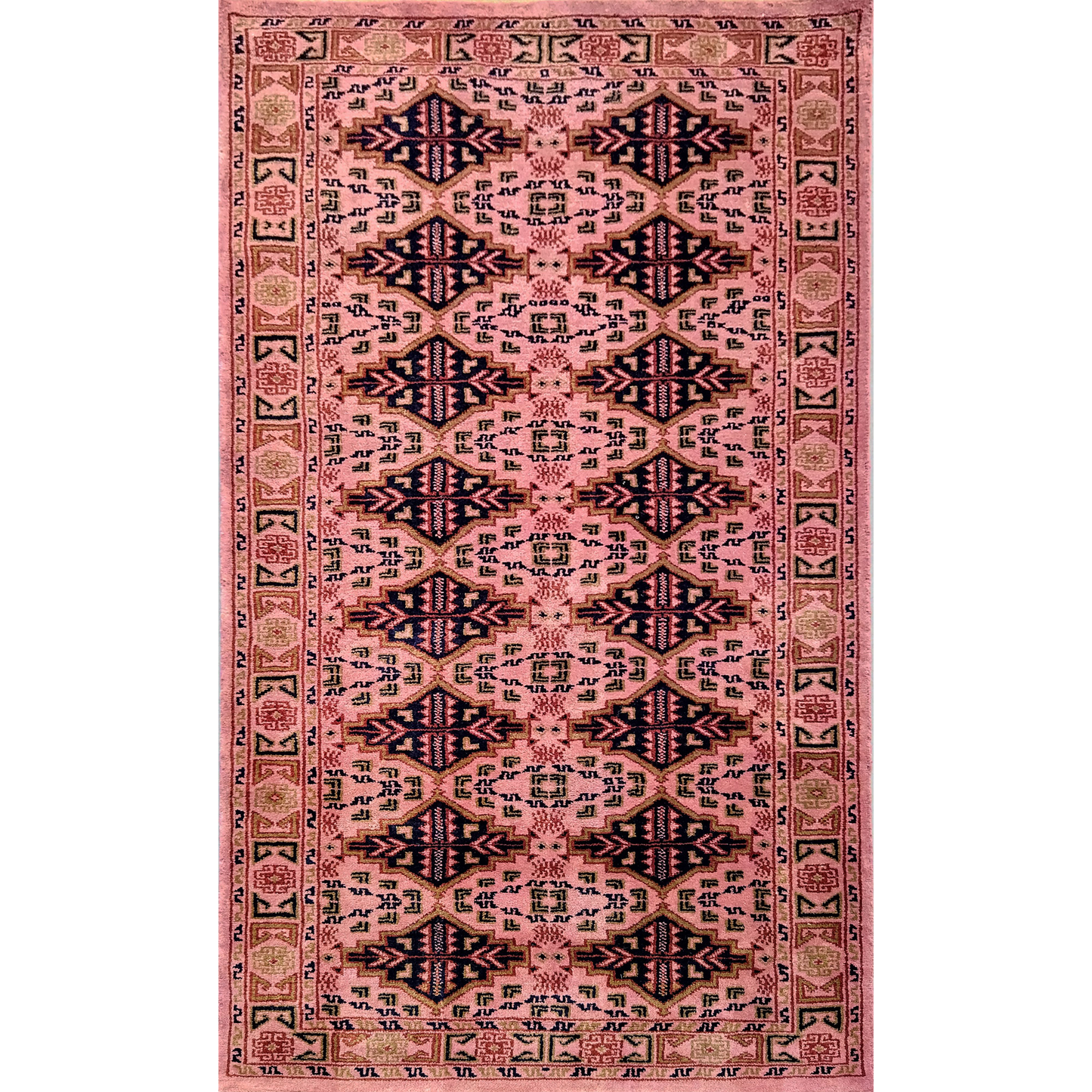 Hand Knotted Woolen Carpet Peach Tribal 3×5 Feet PEACH