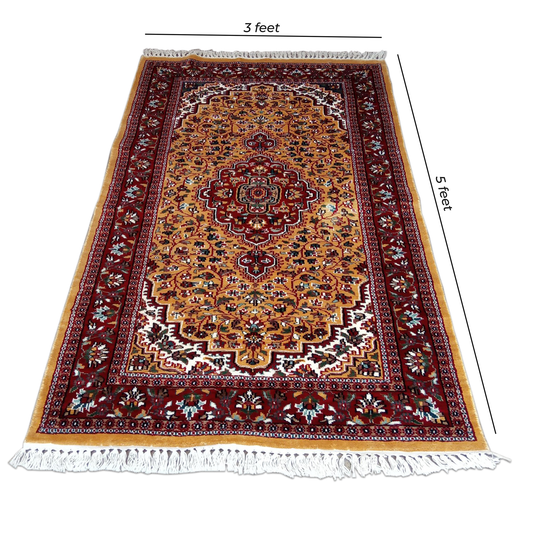 3×5 Feet Hand Knotted Persian Carpet Yellow