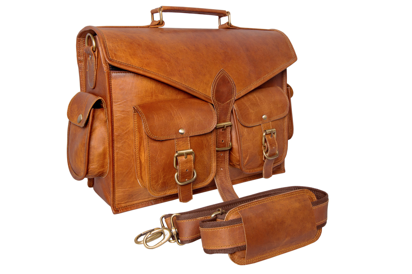 Handmade Leather Men's Satchel Laptop Bag - Vintage Leather Satchel.