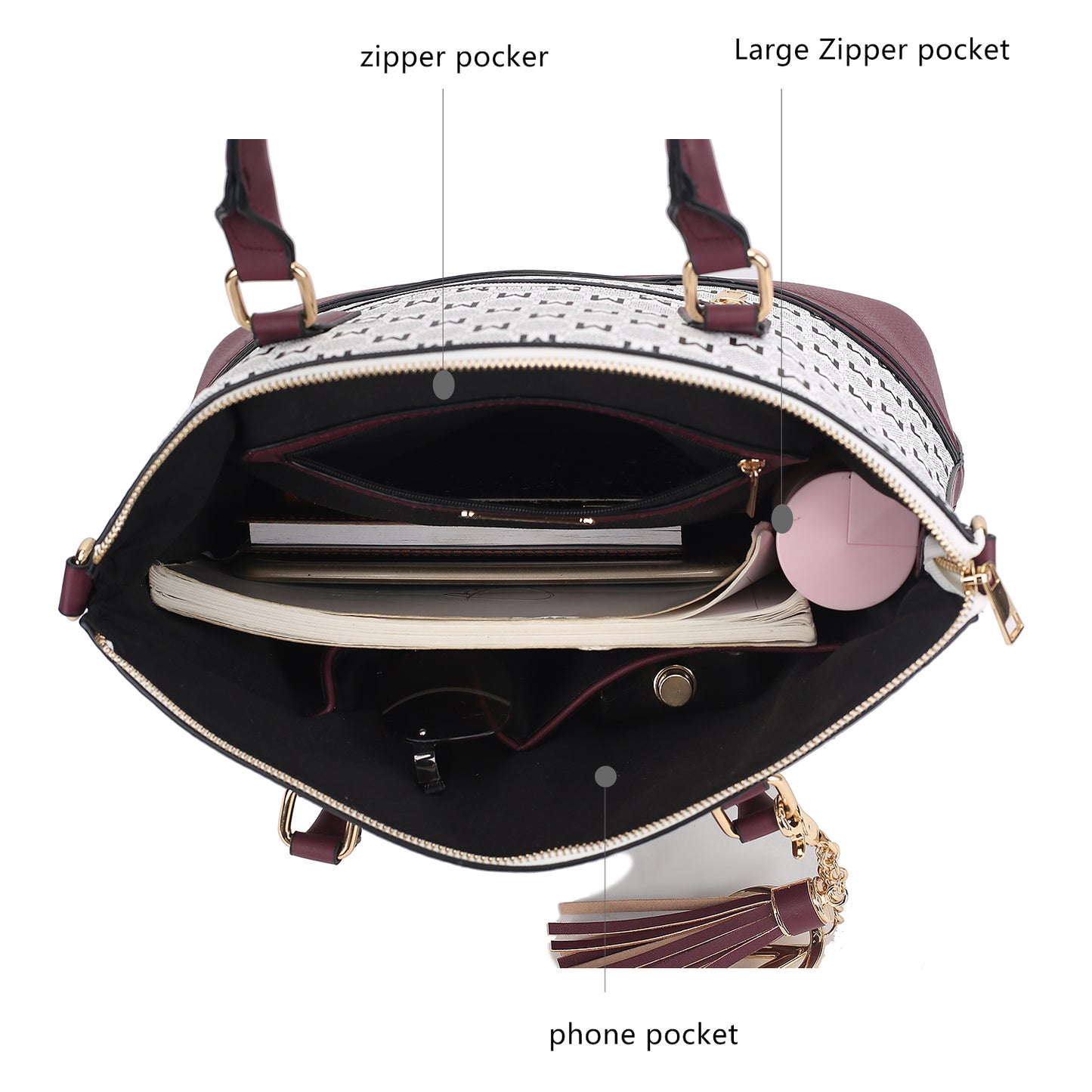 Saylor Circular M Emblem Print Women Tote Bag with matching Wristlet