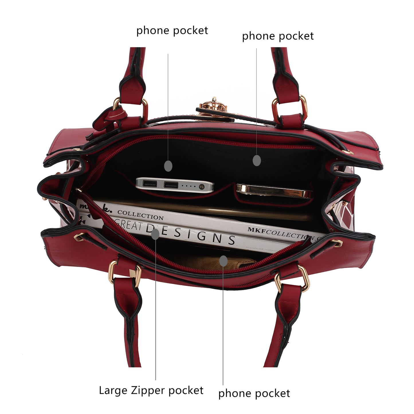 Christine Plaid Vegan Leather Satchel Bag with Wallet