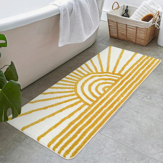 Yellow and White Sun Bath Rugs 24x59 inch